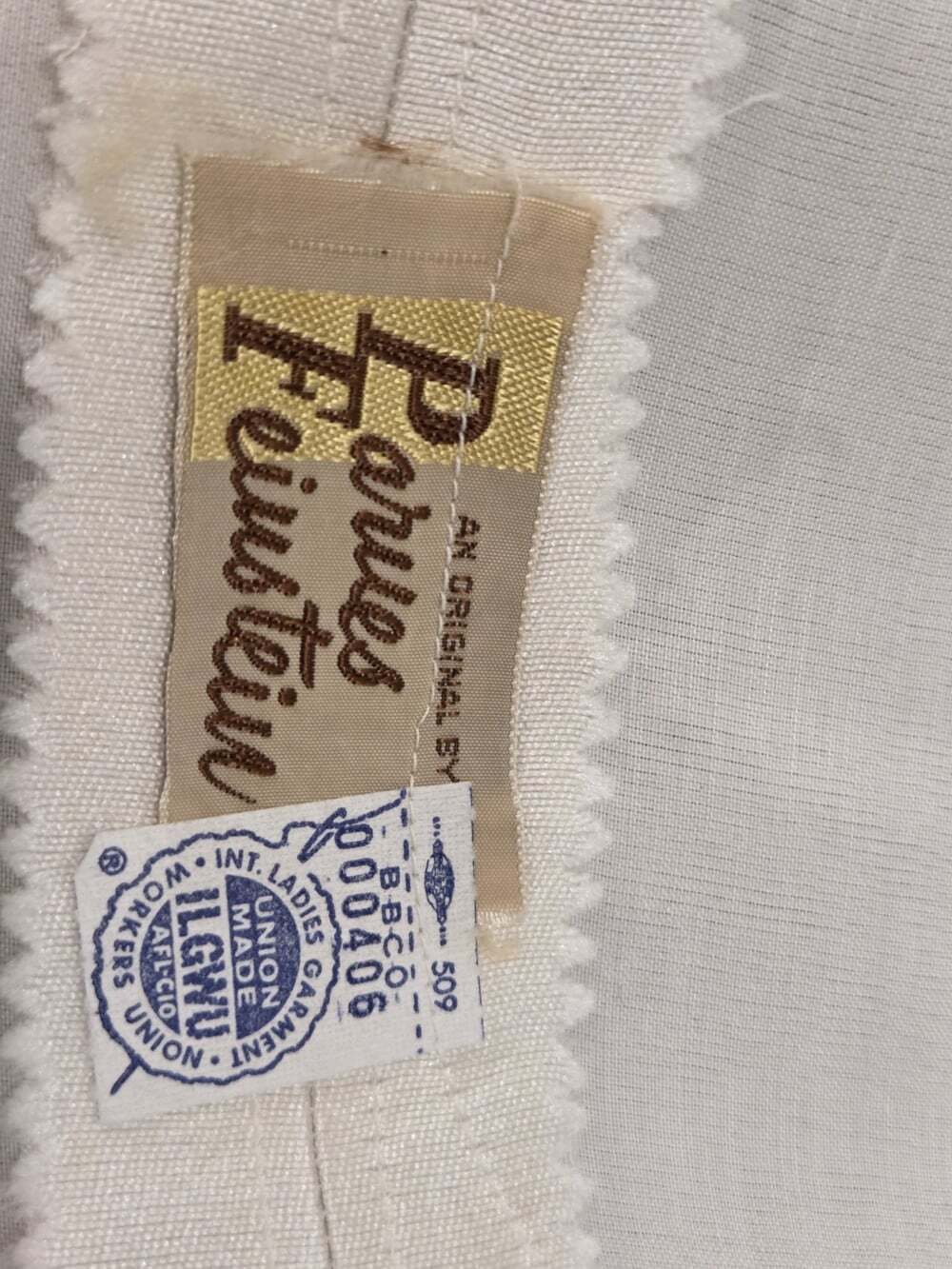 Vtg Pauline Feinstein Ivory Sheath Dress Sz M Estimate ILGWU Metal Zip Retro MCM - Picture 3 of 7